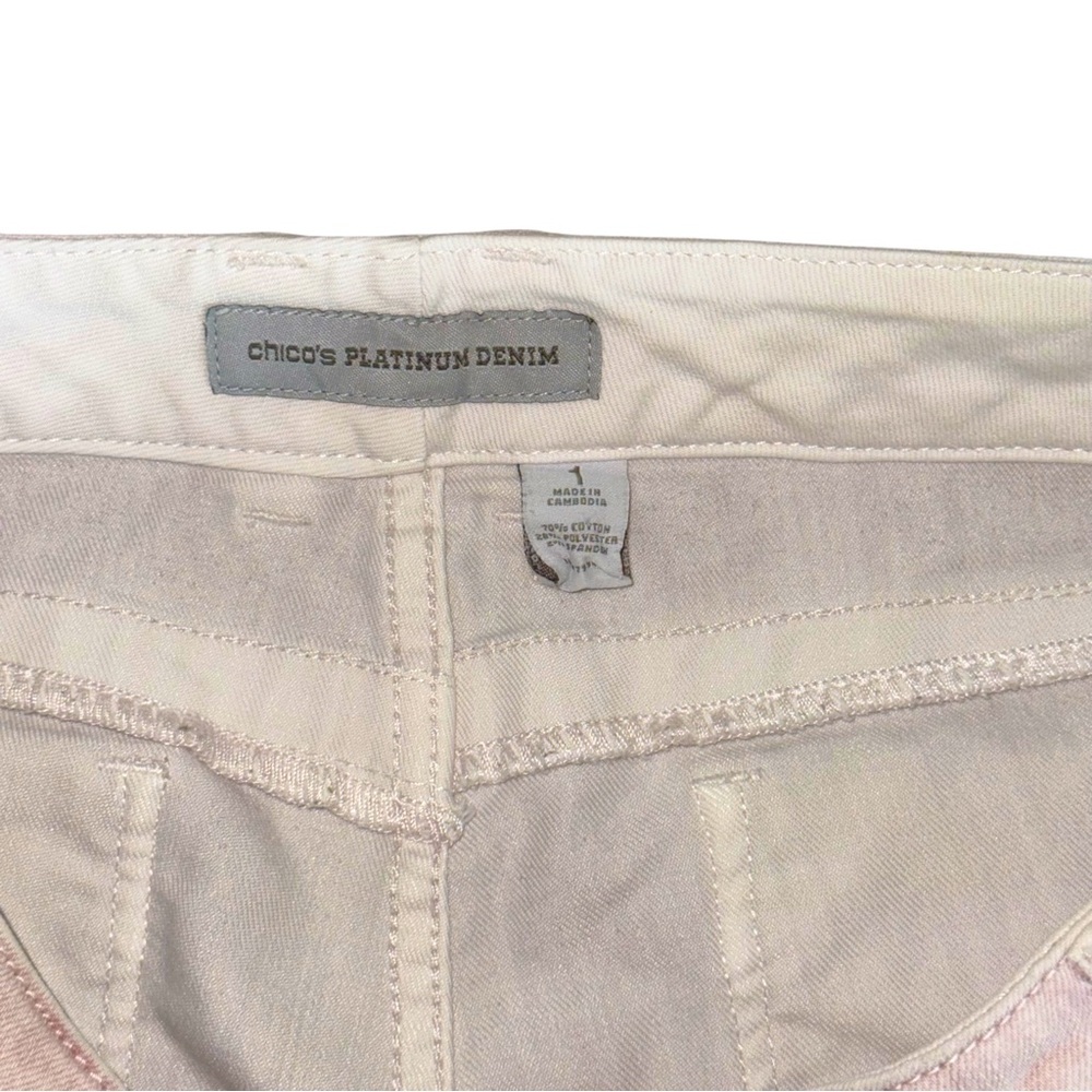 Chico’s Platinum Denim Size 1 (US 8) Pale Pink Jeans Cotton-Poly-Spandex - Picture 6 of 7